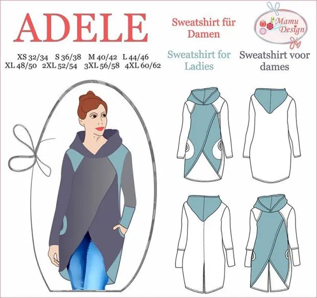 ADELE E-Pattern Sweatshirt, Long-Shirt for Woman
