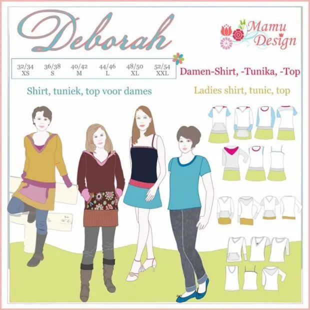 E Pattern and Sewing Instructions DEBORAH Sweatshirt, Sweat-Dress for Women