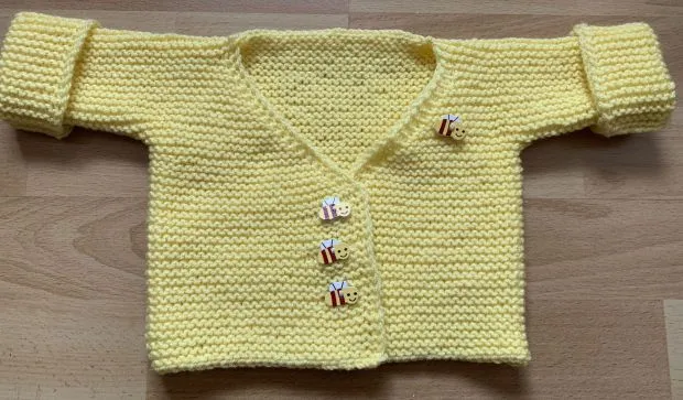 Baby Cardigan with Little Bee Buttons