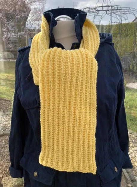 yellow scarf - false patent - handmade