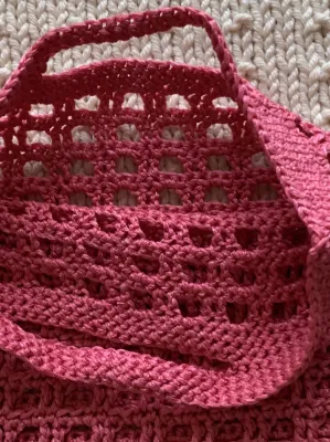 Kleine pinke Einkaufstasche - Handarbeit