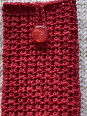 red mobile phone case - handmade ribbon yarn