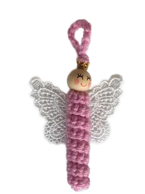 Sorgenwürmchen rosa Schutzengel mit Spitzenflügeln