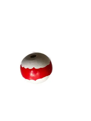 Holzperle weiß lackiert mit rotem Streifen Durchmesser 2cm (20mm)