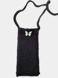 Smartphonetasche - Handyhülle schwarz mit Glitzer