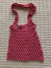 Barbiecore Einkaufsnetz Bändchengarn - Handarbeit