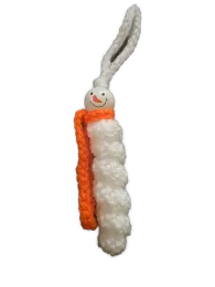Glückswürmchen Schneemann mit gehäkeltem orangen Schal Sorgenwürmchen