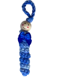 blau-weiße Sorgenwürmchen mit kleiner Schleife - Original Worry Worm - verschiedene Varianten
