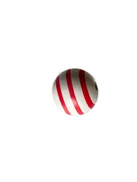 Holzperle weiß lackiert mit drei rotem Streifen Durchmesser 2,5cm (25mm)