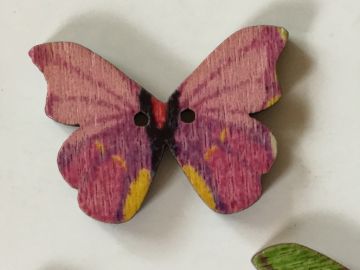 5 wooden buttons butterfly