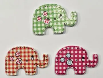 Holzknopf karierter Elefant