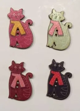 Holzknopf Katze
