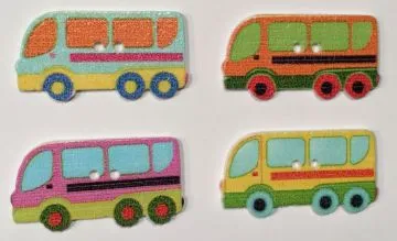 Holzknopf Reisebus
