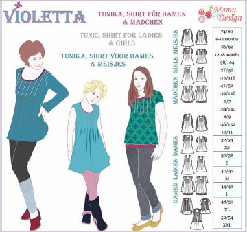 E-Pattern VIOLETTA Tunic Shirt Dress Ladies and Girls