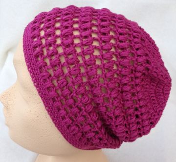 Beanie Hat Tufted Pattern Hand Crocheted
