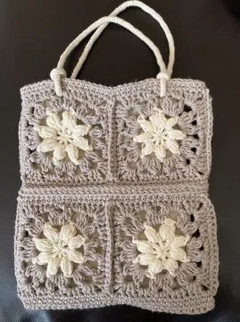 Kleine Boho Einkaufstasche -Granny Squares