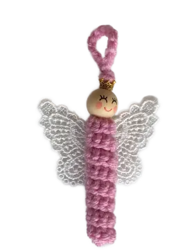 Sorgenwürmchen rosa Schutzengel mit Spitzenflügeln