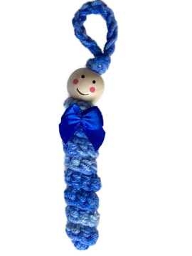 blau-weiße Sorgenwürmchen mit kleiner Schleife - Original Worry Worm - verschiedene Varianten